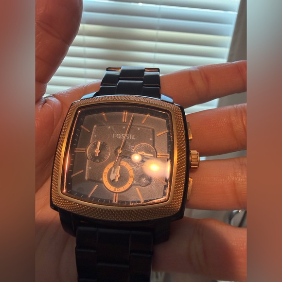 Fossil Watch Chronograph Stainless Steel Rose Gold Tone Black - Picture 15 of 15